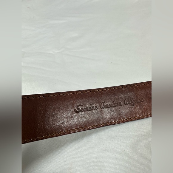 RALPH LAUREN American brown alligator  sterling  buckle and belt size 30 unisex - Picture 13 of 16